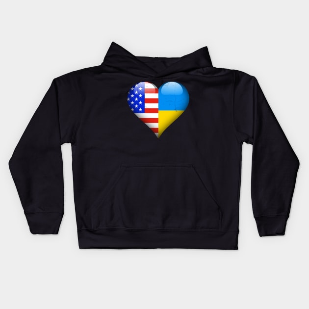 Half American Half Ukrainian - Gift for Ukrainian From Ukraine Kids Hoodie by Country Flags